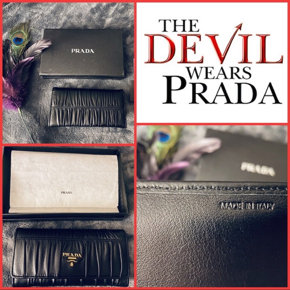 NEW Prada Nappa Gaufre Black Leather Wallet Button - Picture 4 of 15